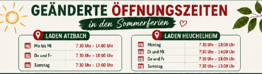 geänderte Öffnungszeit